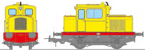 REE Modeles MB-123 - French Diesel Shunting Locomotive Class MOYSE 32 TDE, INDUSTRIAL closed cabin, Yellow / Red Era III